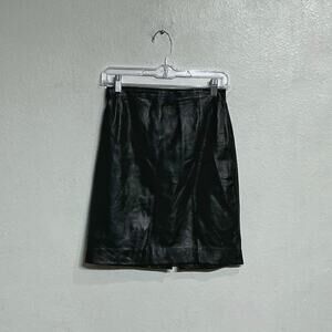 Firenze Santa Barbara Black Leather Vintage Mini Skirt Sz 8